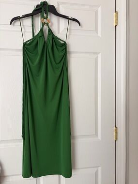 zara green dress open back Zara Linen Olive Green Dress